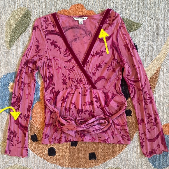 Banana Republic I Y2K I Pink Raspberry Faux Wrap Printed Top & Cami - Picture 4 of 16